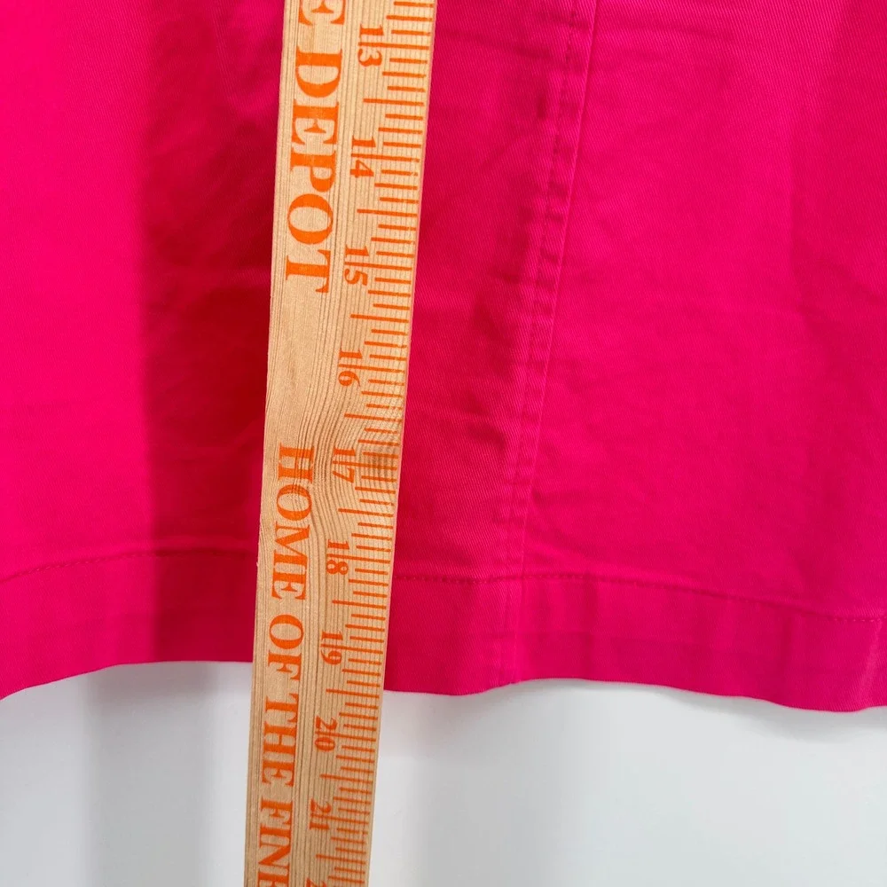 Hot‎ Pink J. Crew Button Mini Skirt Stretch Cotton Size 14 Bright Barbiecore